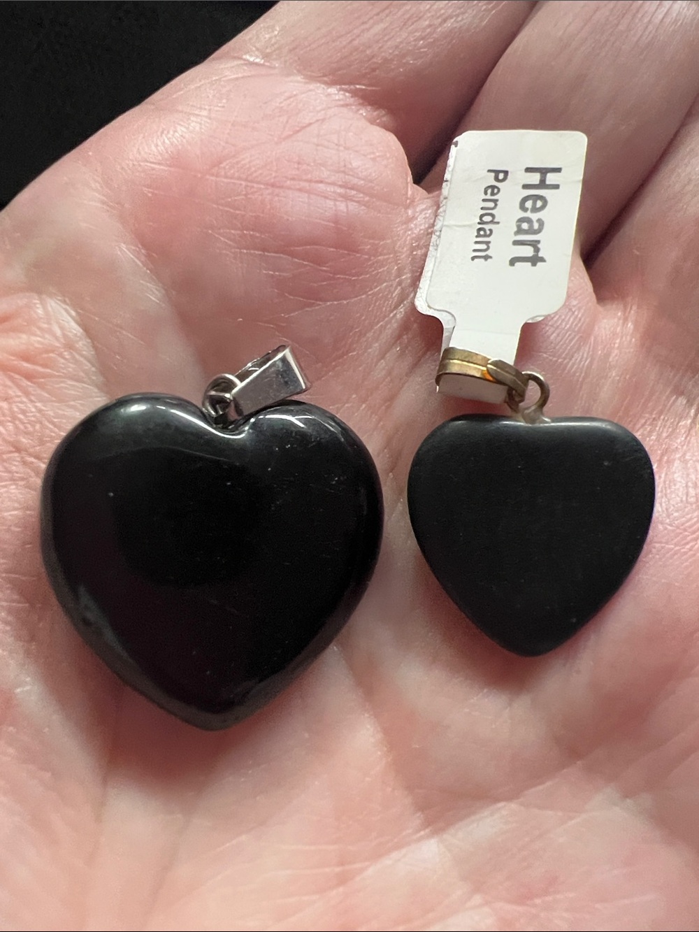Black Heart Pendant Necklace Duo - Classic Heart Charms